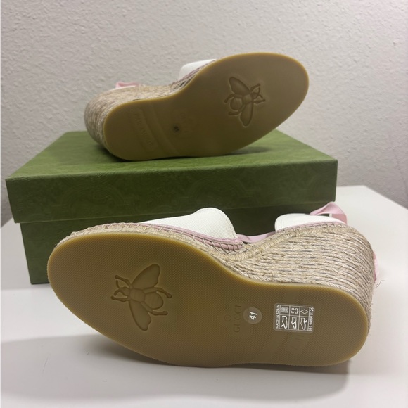 Gucci interlocking G espadrilles With Ribbon Tie platform Wedge - Picture 8 of 10